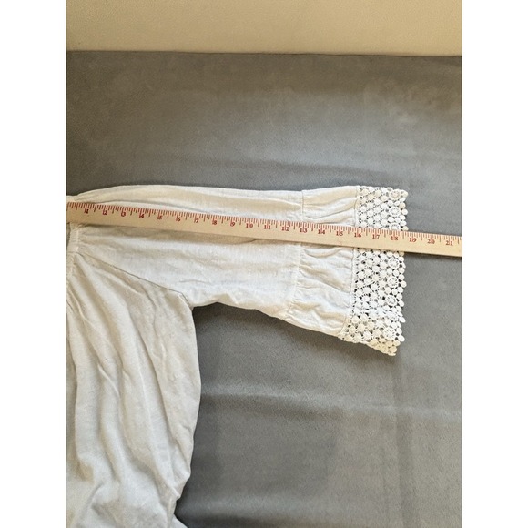 Sundance Sz L Lace Trim Top Peasant Boho Cottage Flowy Natural Coastal Cowgirl - Picture 5 of 11